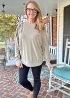 Royce Vintage Washed Poncho LS Tee - Sand - Royce Long Sleeve Tee - Jimberly's Boutique - Olive Branch - Mississippi