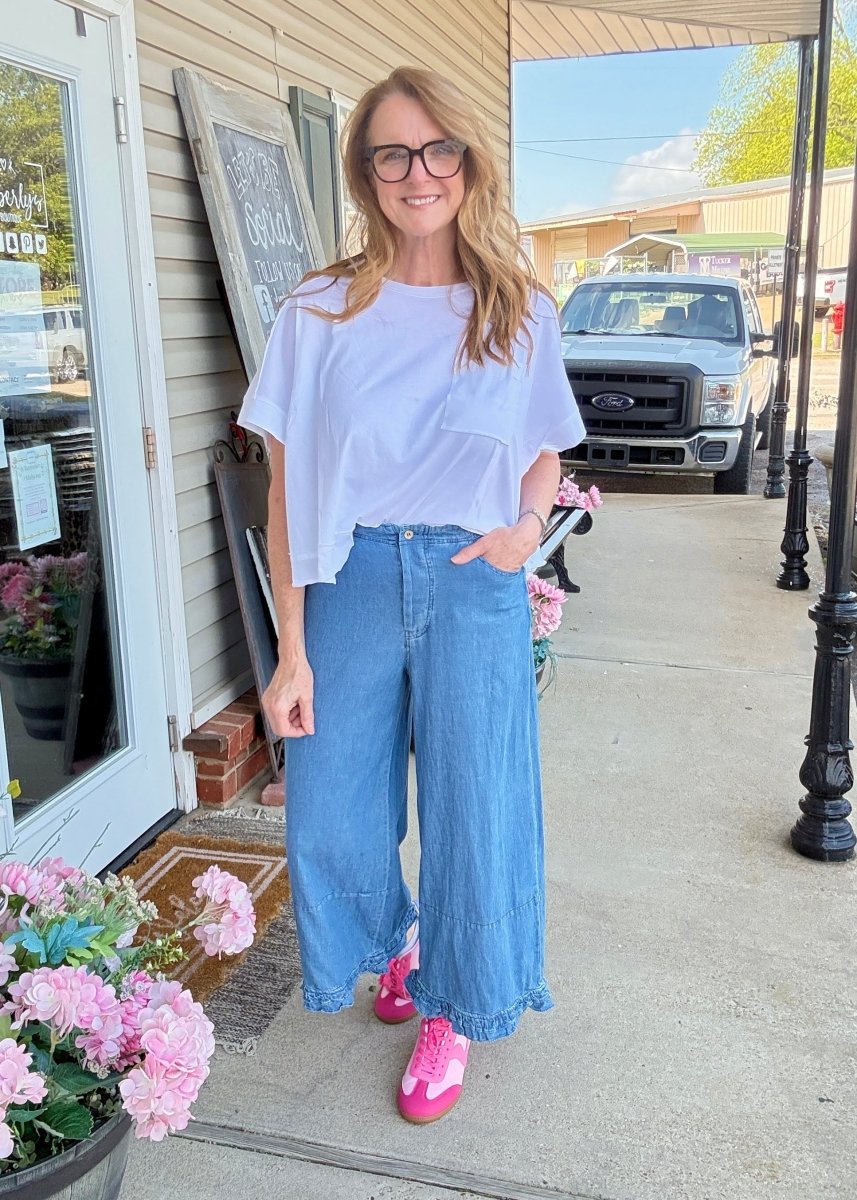 Ruffle Hem Denim Pants | Jodifl - Pants - Jimberly's Boutique - Olive Branch - Mississippi