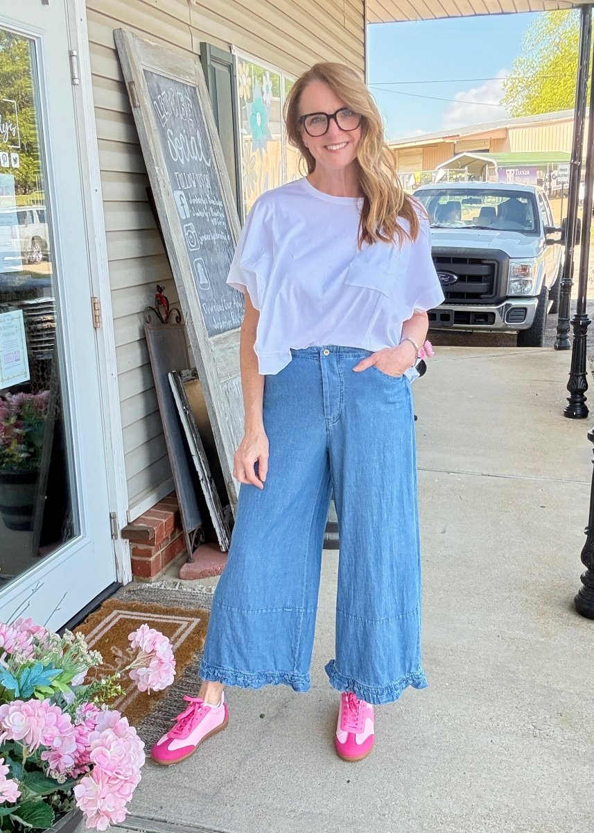 Ruffle Hem Denim Pants | Jodifl - Pants - Jimberly's Boutique - Olive Branch - Mississippi