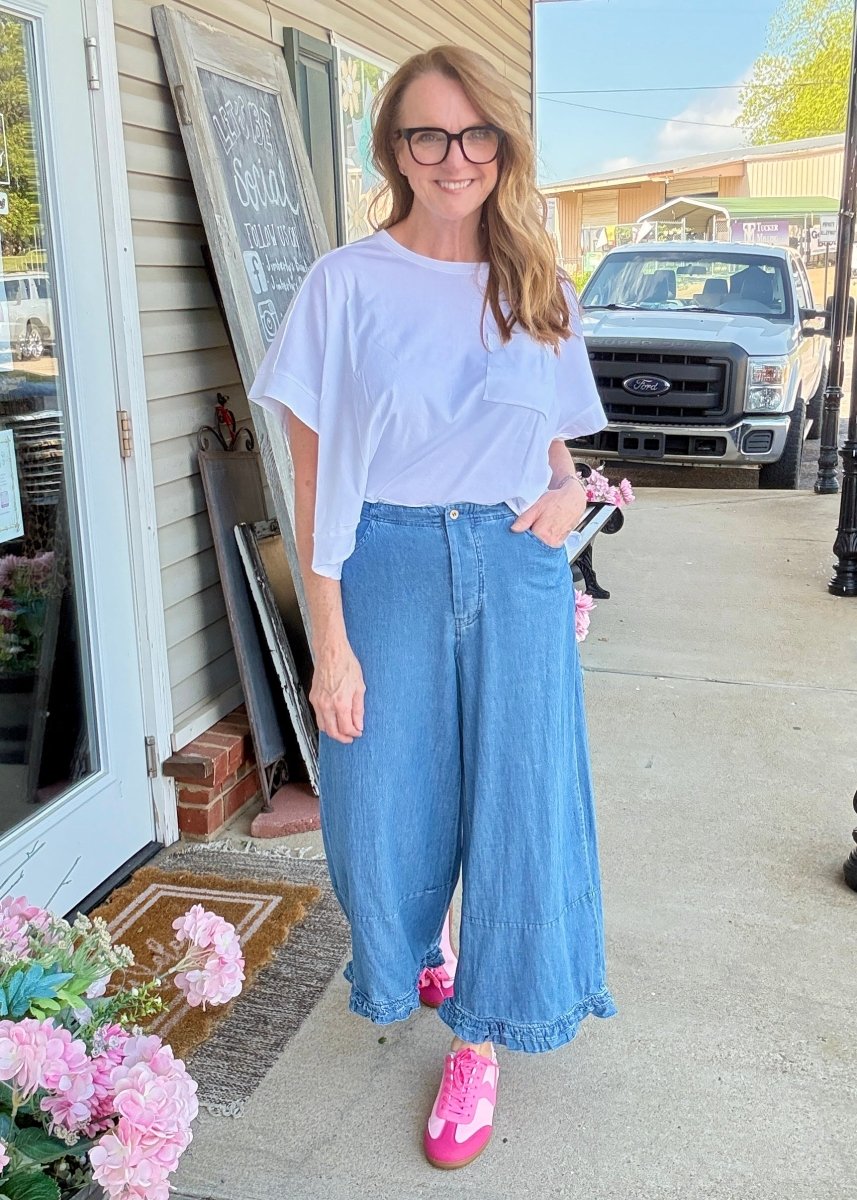 Ruffle Hem Denim Pants | Jodifl - Pants - Jimberly's Boutique - Olive Branch - Mississippi