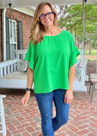 Ruffle Sleeve Top - Grass Green | Umgee - Shirts & Tops - Jimberly's Boutique - Olive Branch - Mississippi