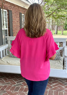 Ruffle Sleeve Top - Hot Pink | Umgee - Shirts & Tops - Jimberly's Boutique - Olive Branch - Mississippi