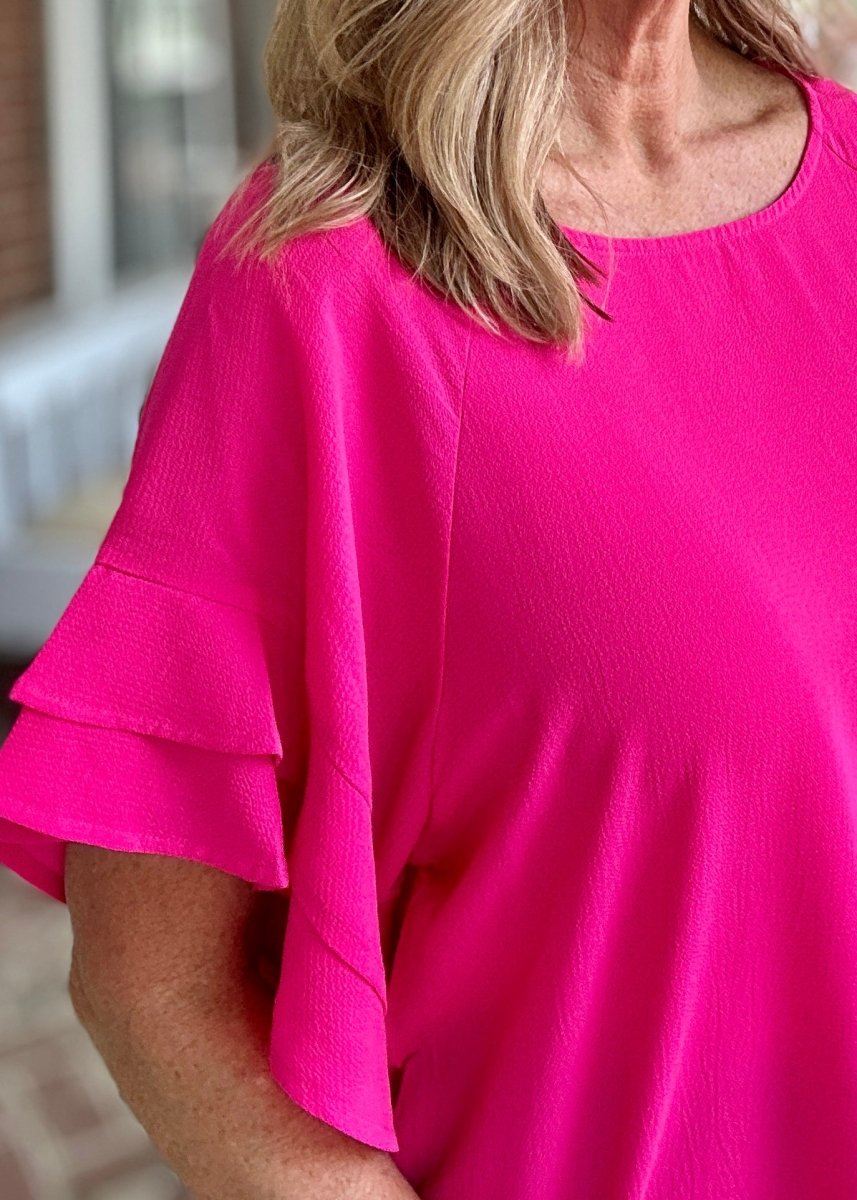 Ruffle Sleeve Top - Hot Pink | Umgee - Shirts & Tops - Jimberly's Boutique - Olive Branch - Mississippi