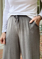 Ruffled Wide Leg Pants - Grey - casual pants - Jimberly's Boutique - Olive Branch - Mississippi