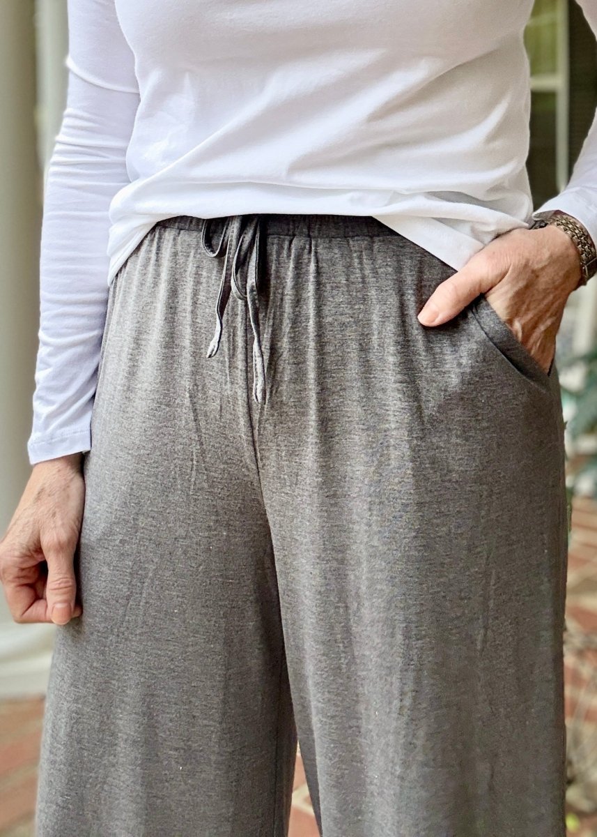 Ruffled Wide Leg Pants - Grey - casual pants - Jimberly's Boutique - Olive Branch - Mississippi