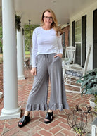 Ruffled Wide Leg Pants - Grey - casual pants - Jimberly's Boutique - Olive Branch - Mississippi