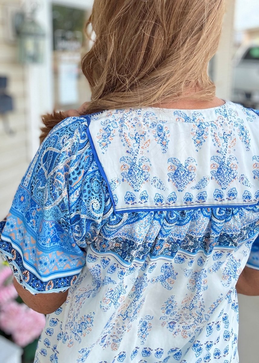 Sadie Paisley Print Midi Dress - Blue | Umgee - Umgee Dress - Jimberly's Boutique - Olive Branch - Mississippi