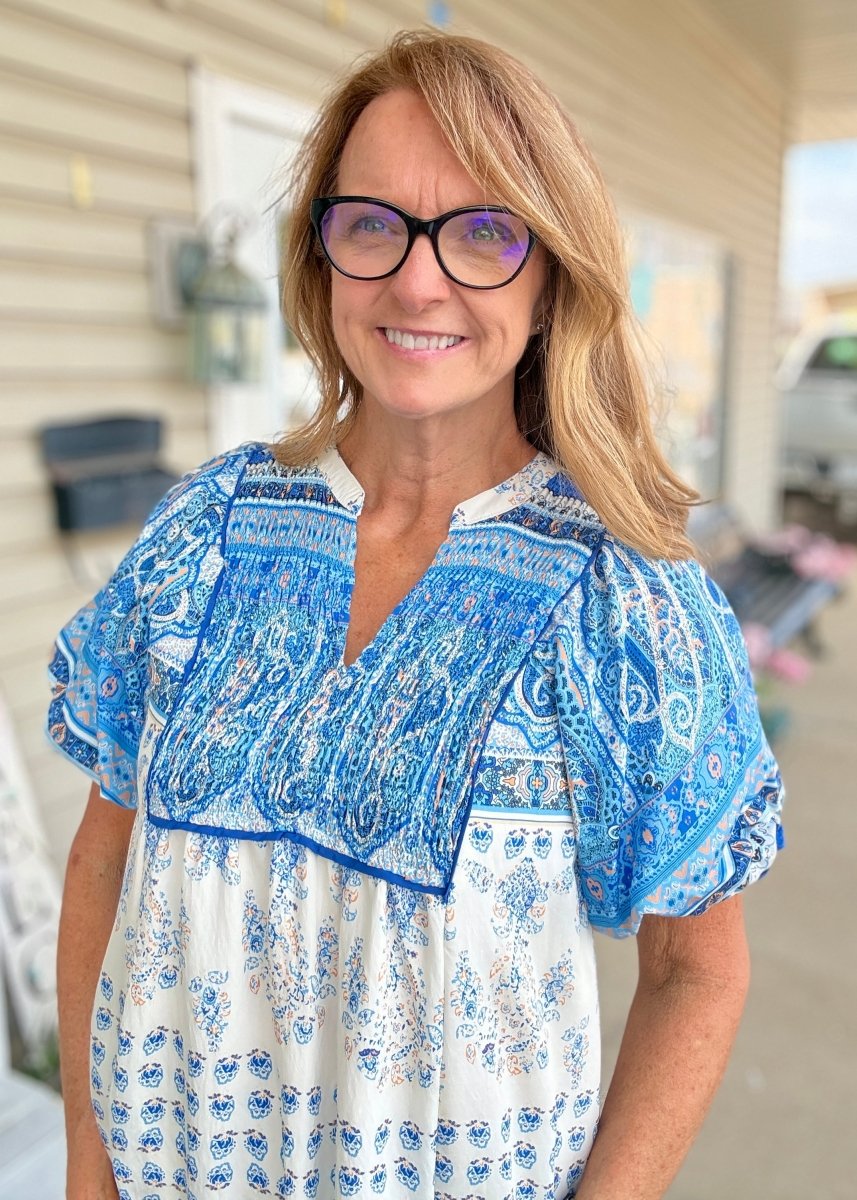 Sadie Paisley Print Midi Dress - Blue | Umgee - Umgee Dress - Jimberly's Boutique - Olive Branch - Mississippi