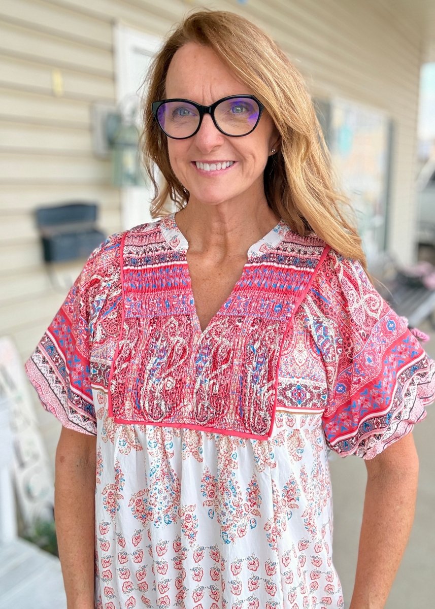 Sadie Paisley Print Midi Dress - Red | Umgee - Umgee Dress - Jimberly's Boutique - Olive Branch - Mississippi