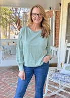 Sage Long Sleeve Cotton Slub Top | Kori - Jimberly's Boutique - Olive Branch - Mississippi