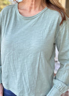 Sage Long Sleeve Cotton Slub Top | Kori - Jimberly's Boutique - Olive Branch - Mississippi
