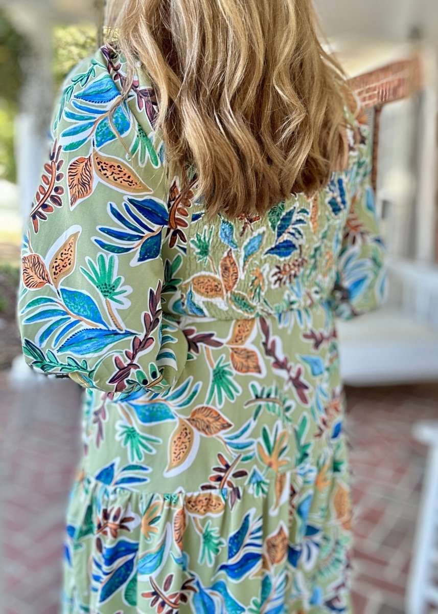 Sage Mix Square Neck Midi Dress | Umgee - Maxi Dress - Jimberly's Boutique - Olive Branch - Mississippi