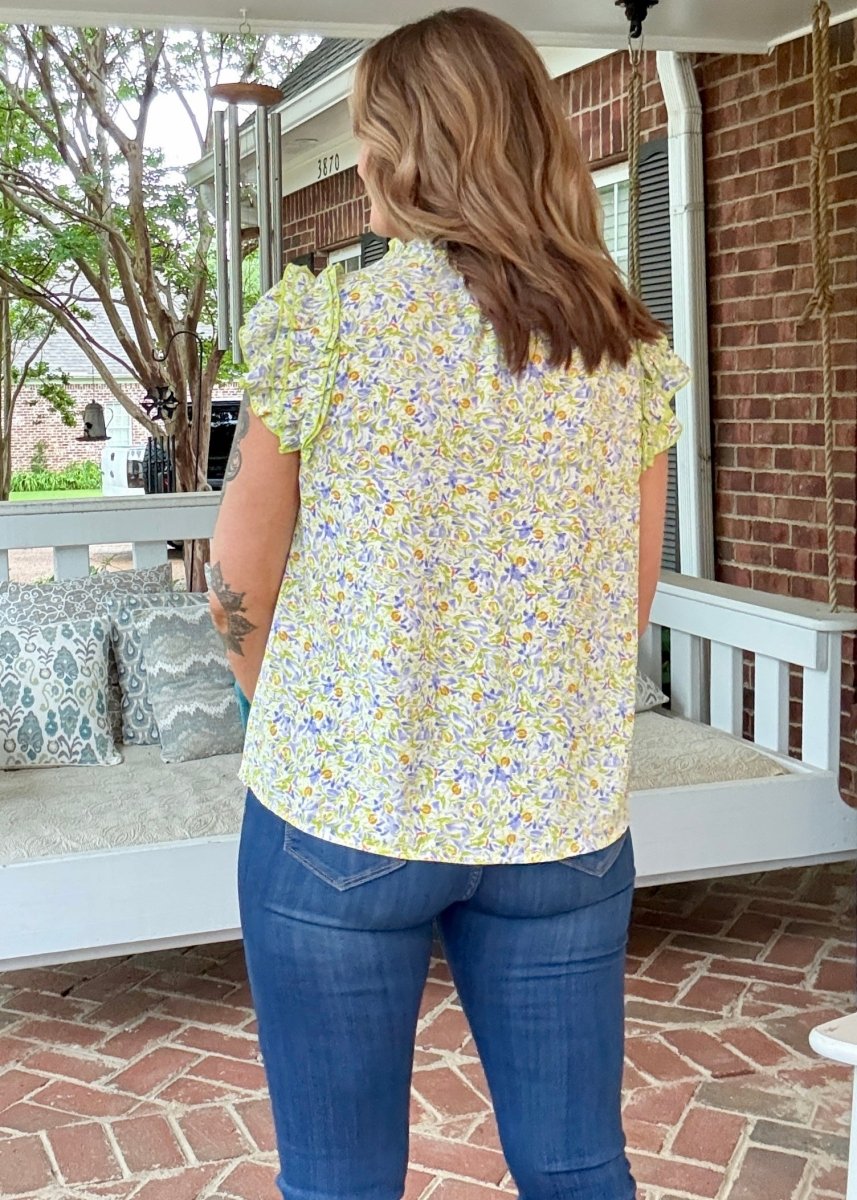 Sage Multi Ruffle Short Sleeve Top - Casual Top - Jimberly's Boutique - Olive Branch - Mississippi