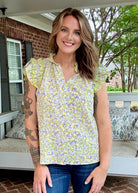 Sage Multi Ruffle Short Sleeve Top - Casual Top - Jimberly's Boutique - Olive Branch - Mississippi