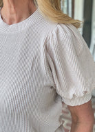 Sand Beige Raised Rib Puff Sleeve Top - Zenana Casual Top -Jimberly's Boutique-Olive Branch-Mississippi
