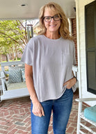 Sandra Lynn | Textured | Pocket Top - Light Grey - Zenana Casual Top - Jimberly's Boutique - Olive Branch - Mississippi