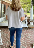 Sandra Lynn | Textured | Pocket Top - Light Grey - Zenana Casual Top - Jimberly's Boutique - Olive Branch - Mississippi