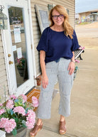 Sassy Striped Barrel Pants/Jeans - Blue - Barrel Jeans/Pants - Jimberly's Boutique - Olive Branch - Mississippi
