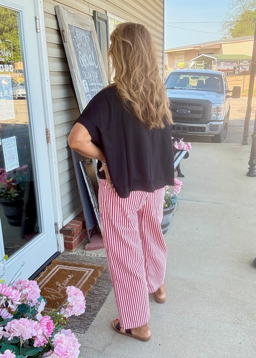 Sassy Striped Barrel Pants/Jeans - Red - Barrel Jeans/Pants - Jimberly's Boutique - Olive Branch - Mississippi