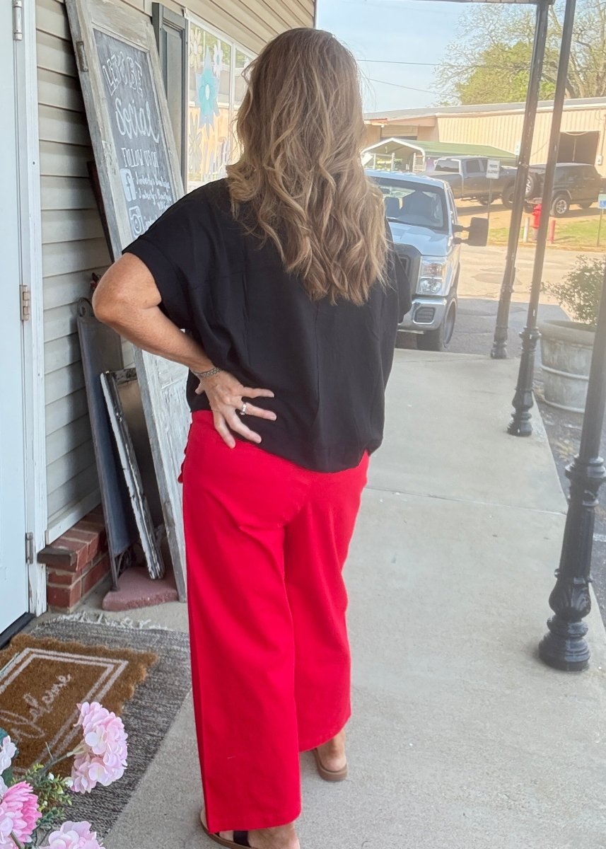 Scallop Pocket Wide Leg Pants - Red | Jodifl - Pants - Jimberly's Boutique - Olive Branch - Mississippi