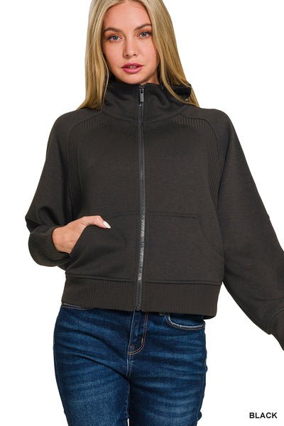 Scuba Full Zip Jacket - Black | Zenana - Jacket - Jimberly's Boutique - Olive Branch - Mississippi