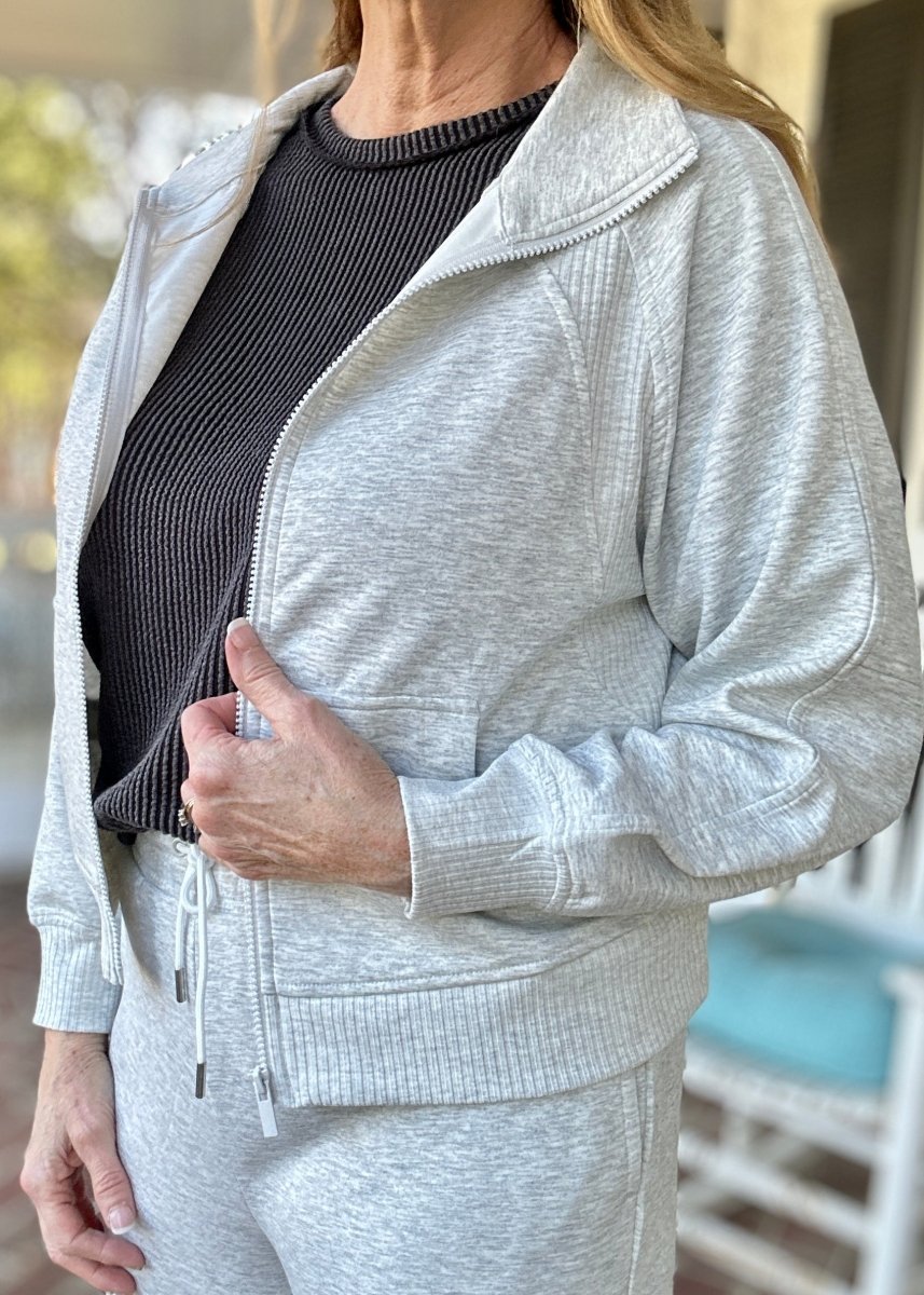 Scuba Full Zip Jacket - Heather Grey | Zenana - Jacket - Jimberly's Boutique - Olive Branch - Mississippi