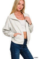 Scuba Full Zip Jacket - Heather Grey | Zenana - Jacket - Jimberly's Boutique - Olive Branch - Mississippi