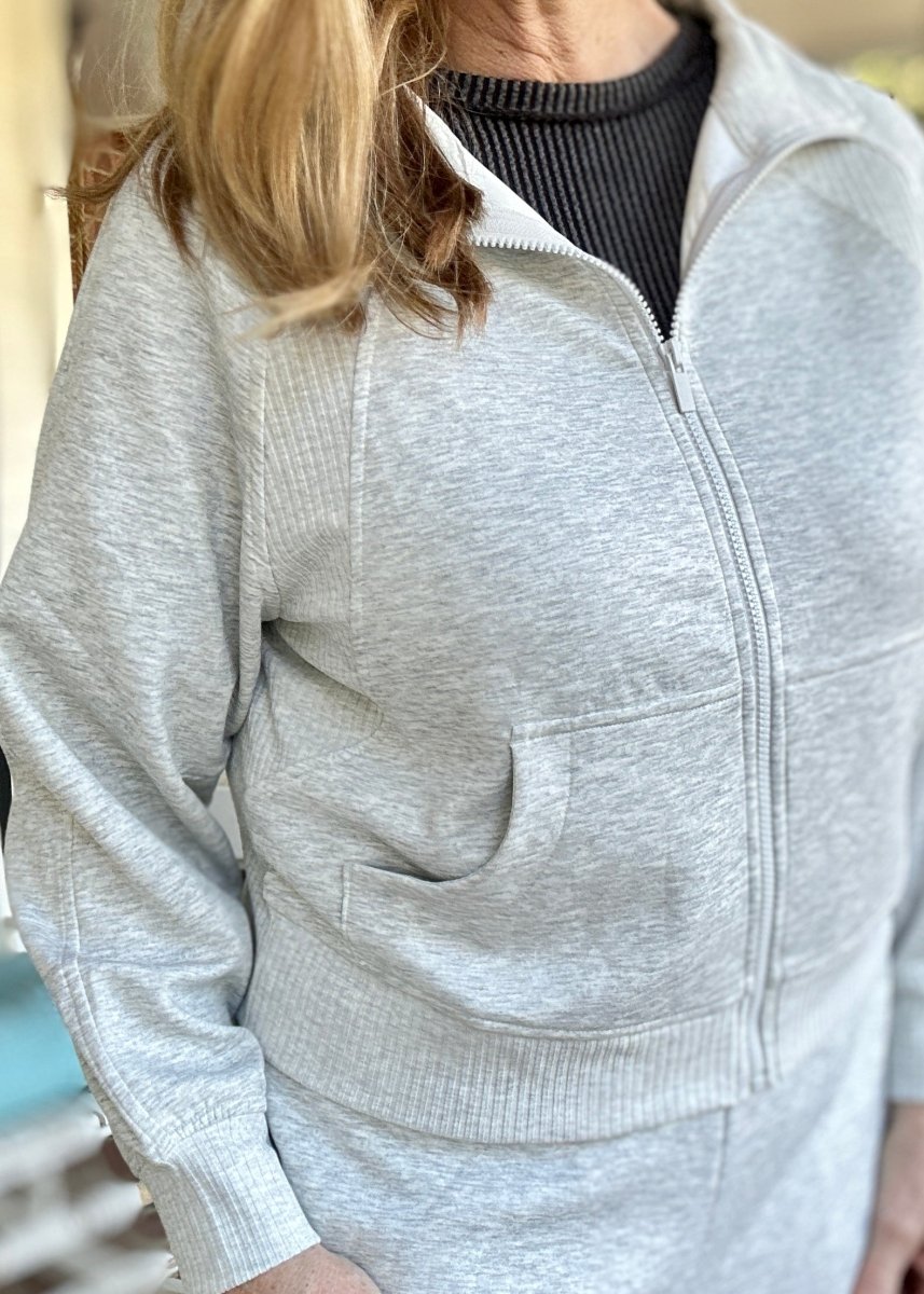 Scuba Full Zip Jacket - Heather Grey | Zenana - Jacket - Jimberly's Boutique - Olive Branch - Mississippi