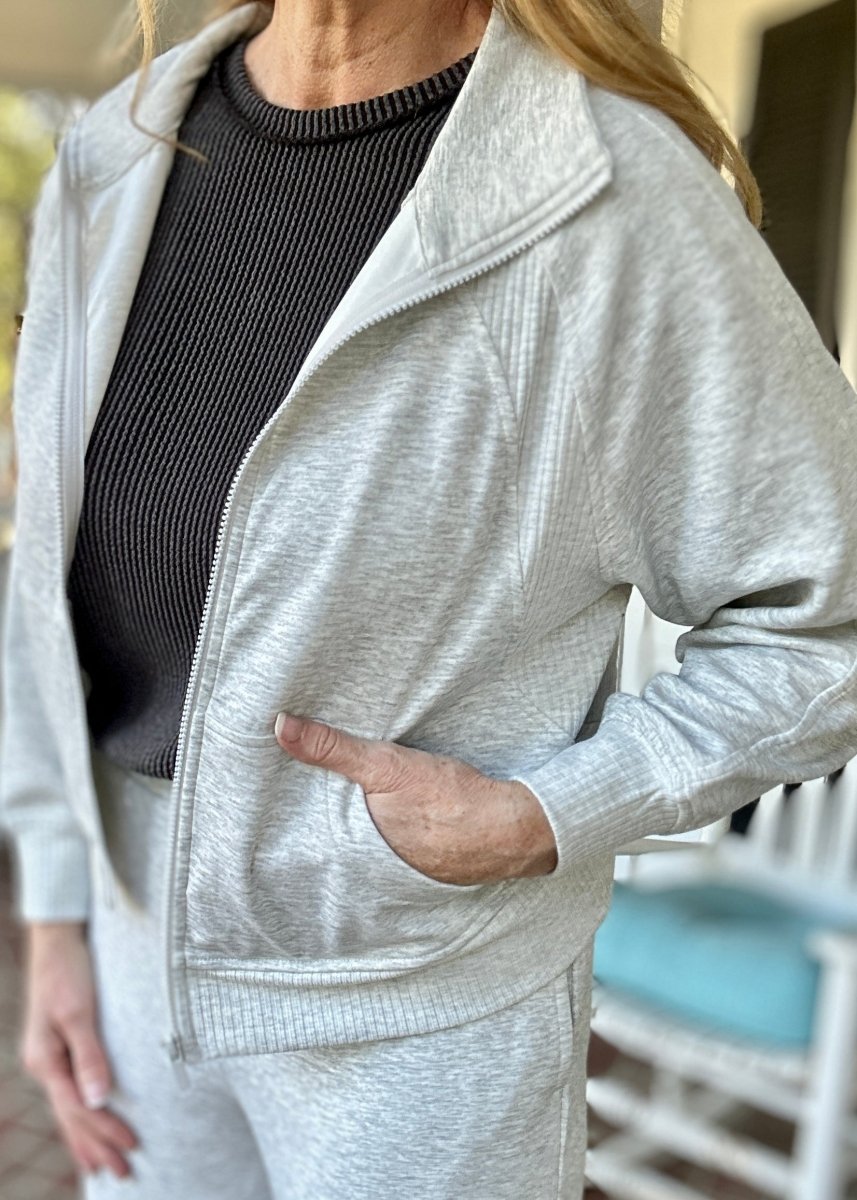Scuba Full Zip Jacket - Heather Grey | Zenana - Jacket - Jimberly's Boutique - Olive Branch - Mississippi
