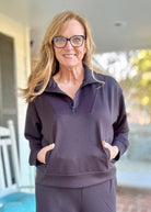 Scuba Half Zip Pullover - Black | Zenana - Casual Top - Jimberly's Boutique - Olive Branch - Mississippi