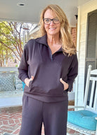 Scuba Half Zip Pullover - Black | Zenana - Casual Top - Jimberly's Boutique - Olive Branch - Mississippi