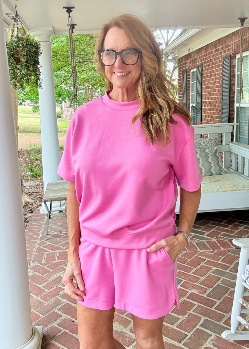 Scuba Mock Neck Shorts Set - Candy Pink - shorts set - Jimberly's Boutique - Olive Branch - Mississippi
