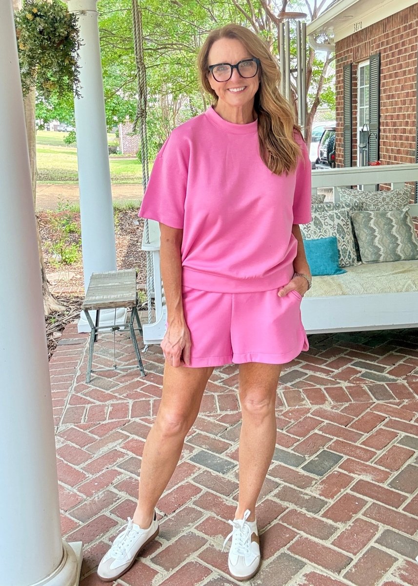 Scuba Mock Neck Shorts Set - Candy Pink - shorts set - Jimberly's Boutique - Olive Branch - Mississippi