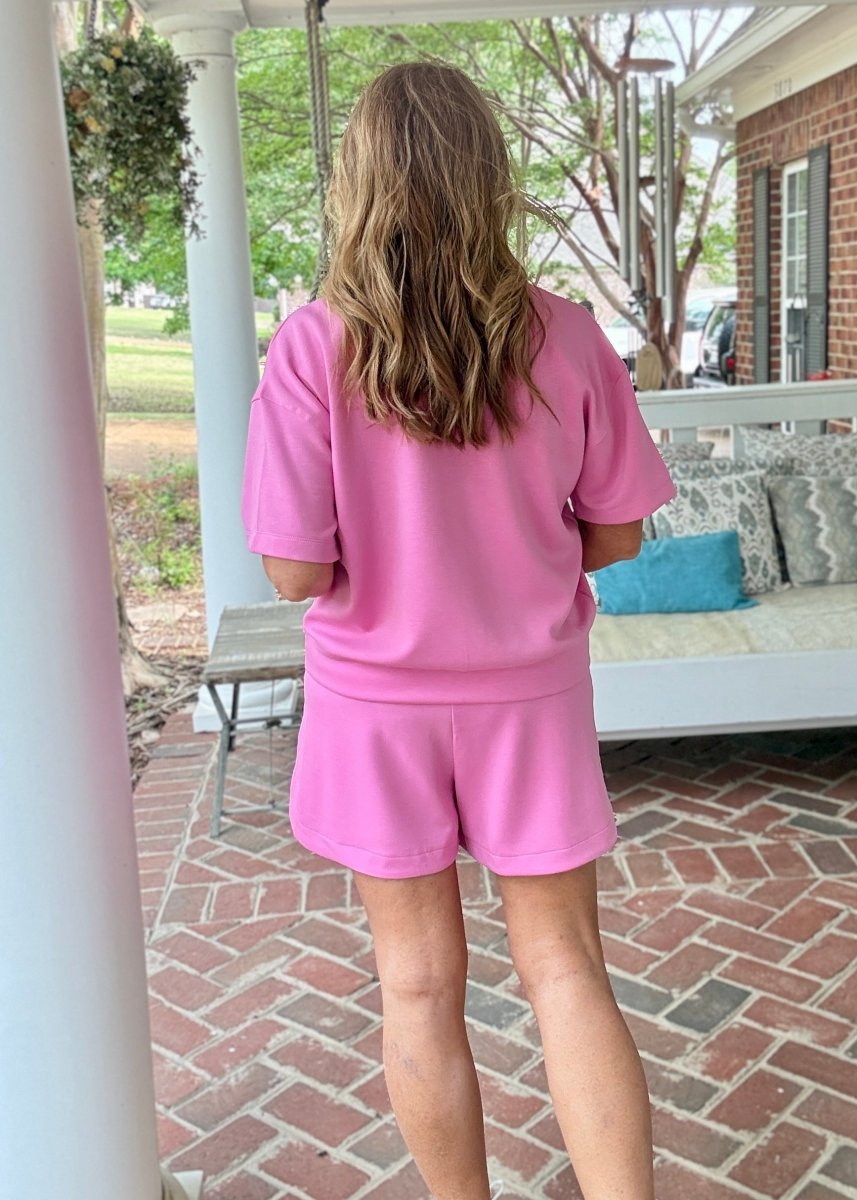 Scuba Mock Neck Shorts Set - Candy Pink - shorts set - Jimberly's Boutique - Olive Branch - Mississippi
