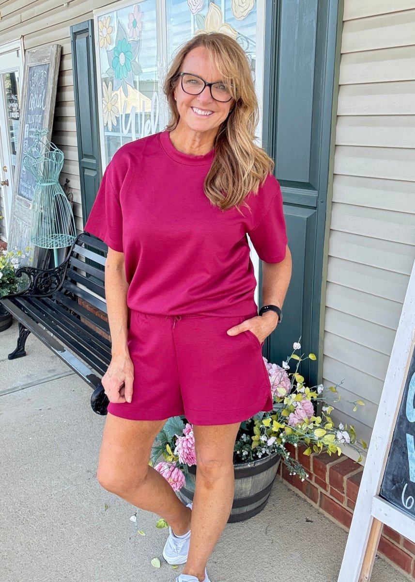Scuba Shorts Set - Cabernet - shorts set - Jimberly's Boutique - Olive Branch - Mississippi