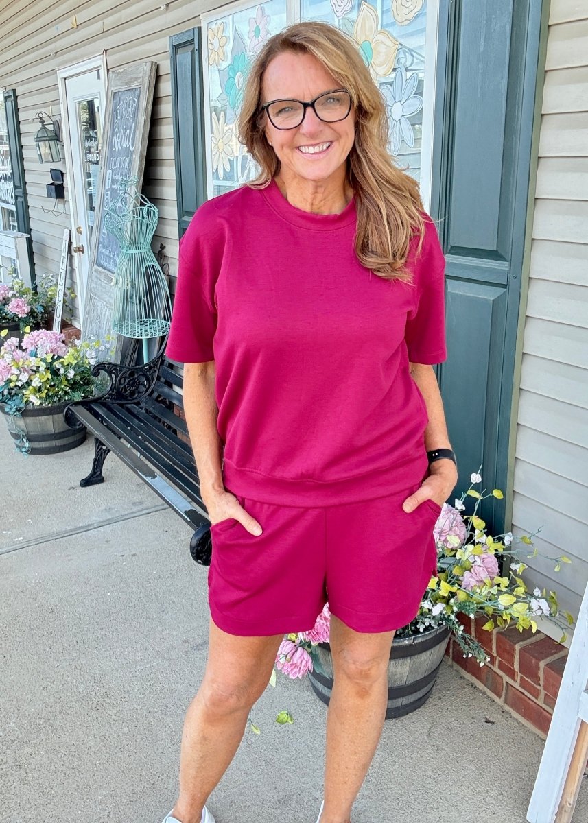 Scuba Shorts Set - Cabernet - shorts set - Jimberly's Boutique - Olive Branch - Mississippi