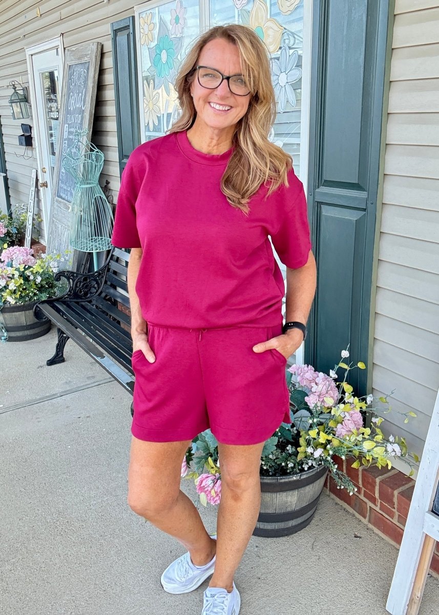 Scuba Shorts Set - Cabernet - shorts set - Jimberly's Boutique - Olive Branch - Mississippi