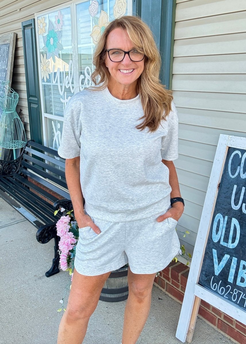 Scuba Shorts Set - Heather Grey - shorts set - Jimberly's Boutique - Olive Branch - Mississippi