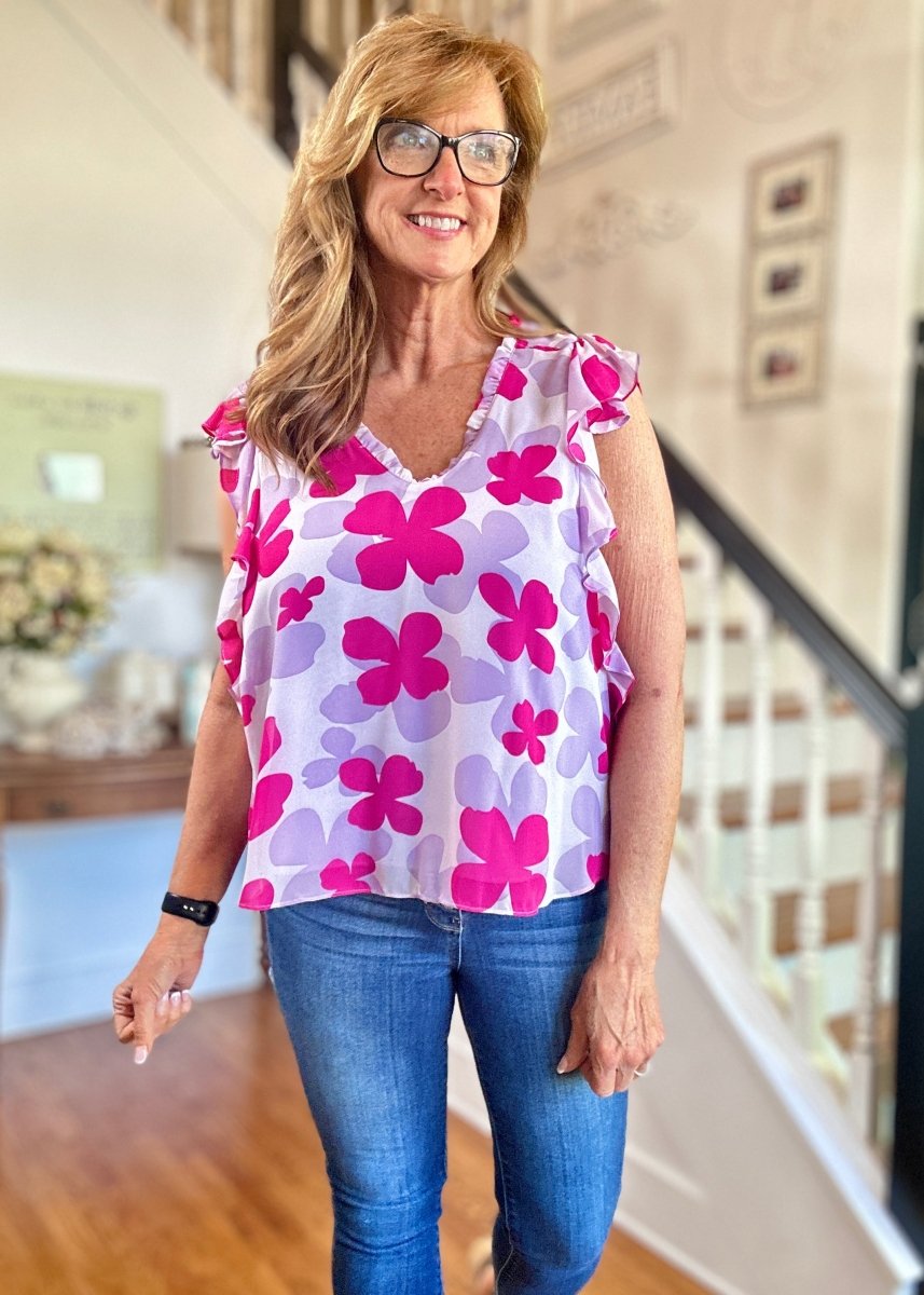 Shane Ruffled Sleeve Top - Lavender - Jimberly's Boutique - Olive Branch - Mississippi