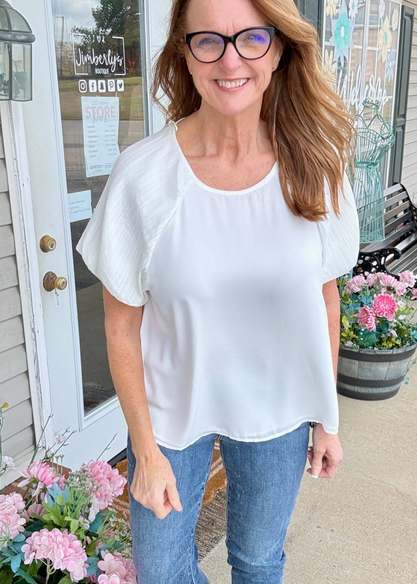 Shasta Off White Balloon Sleeve Top | Umgee - Umgee Top - Jimberly's Boutique - Olive Branch - Mississippi