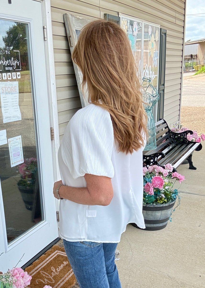 Shasta Off White Balloon Sleeve Top | Umgee - Umgee Top - Jimberly's Boutique - Olive Branch - Mississippi