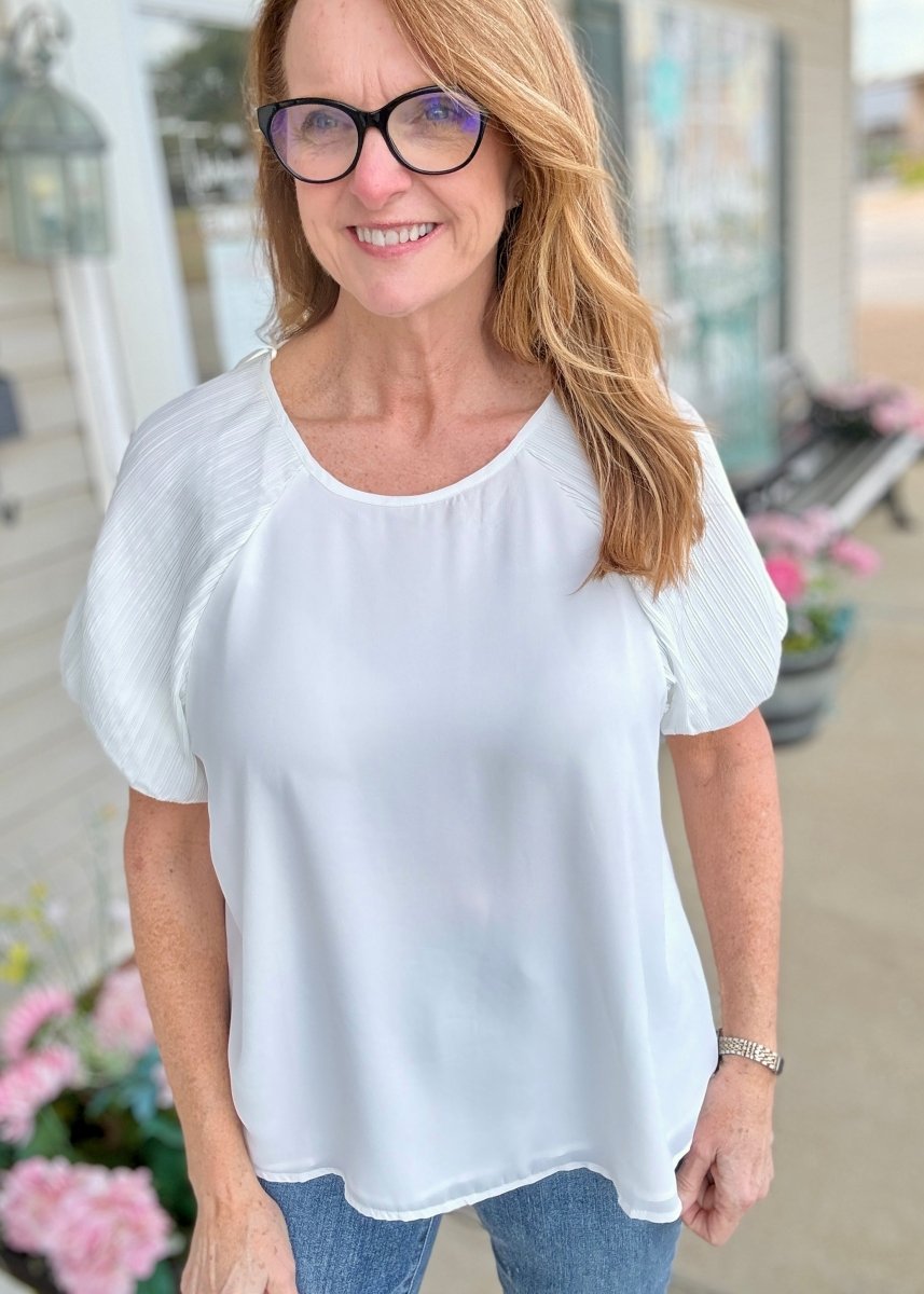 Shasta Off White Balloon Sleeve Top | Umgee - Umgee Top - Jimberly's Boutique - Olive Branch - Mississippi