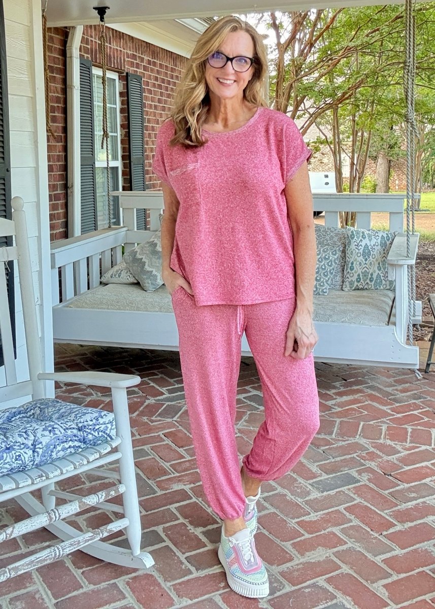 Sheila Melange Jogger Set - Red - jogger set - Jimberly's Boutique - Olive Branch - Mississippi
