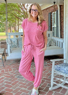 Sheila Melange Jogger Set - Red - jogger set - Jimberly's Boutique - Olive Branch - Mississippi