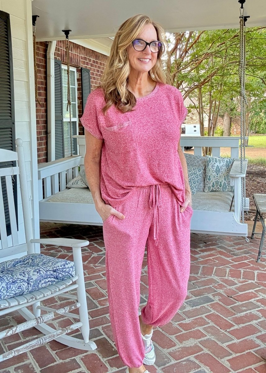 Sheila Melange Jogger Set - Red - jogger set - Jimberly's Boutique - Olive Branch - Mississippi