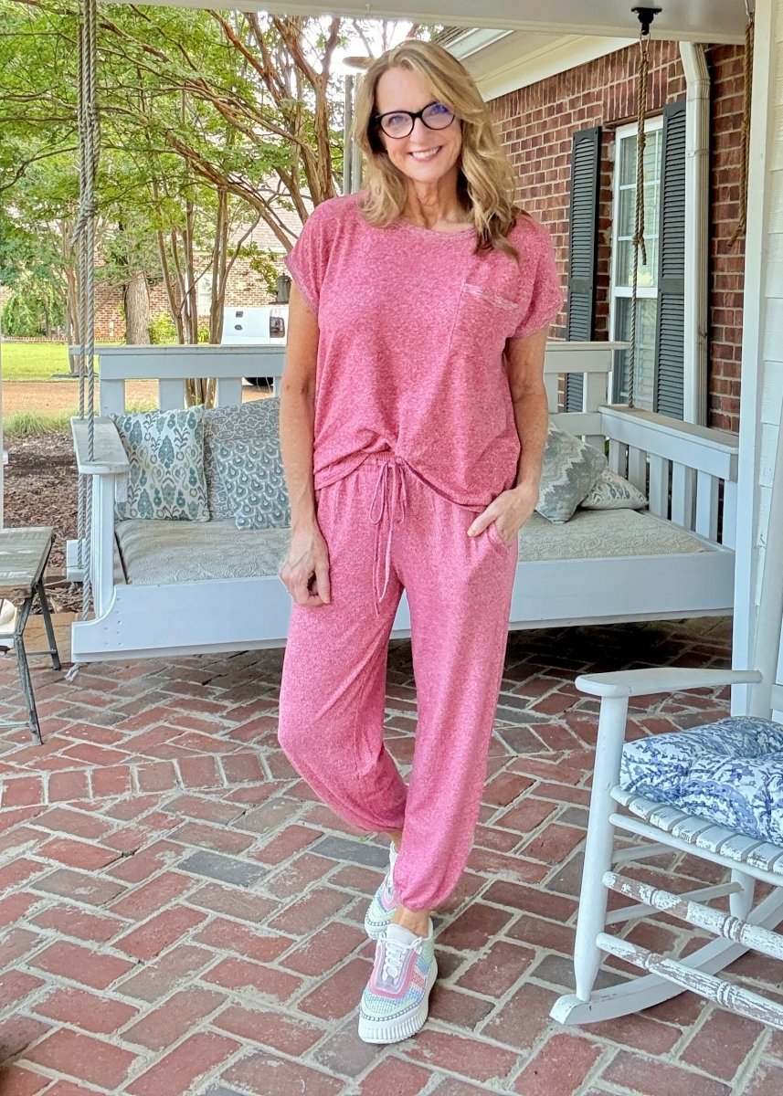 Sheila Melange Jogger Set - Red - jogger set - Jimberly's Boutique - Olive Branch - Mississippi