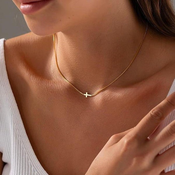 Sideways Cross Tarnish Free Necklace - Jimberly's Boutique - Olive Branch - Mississippi