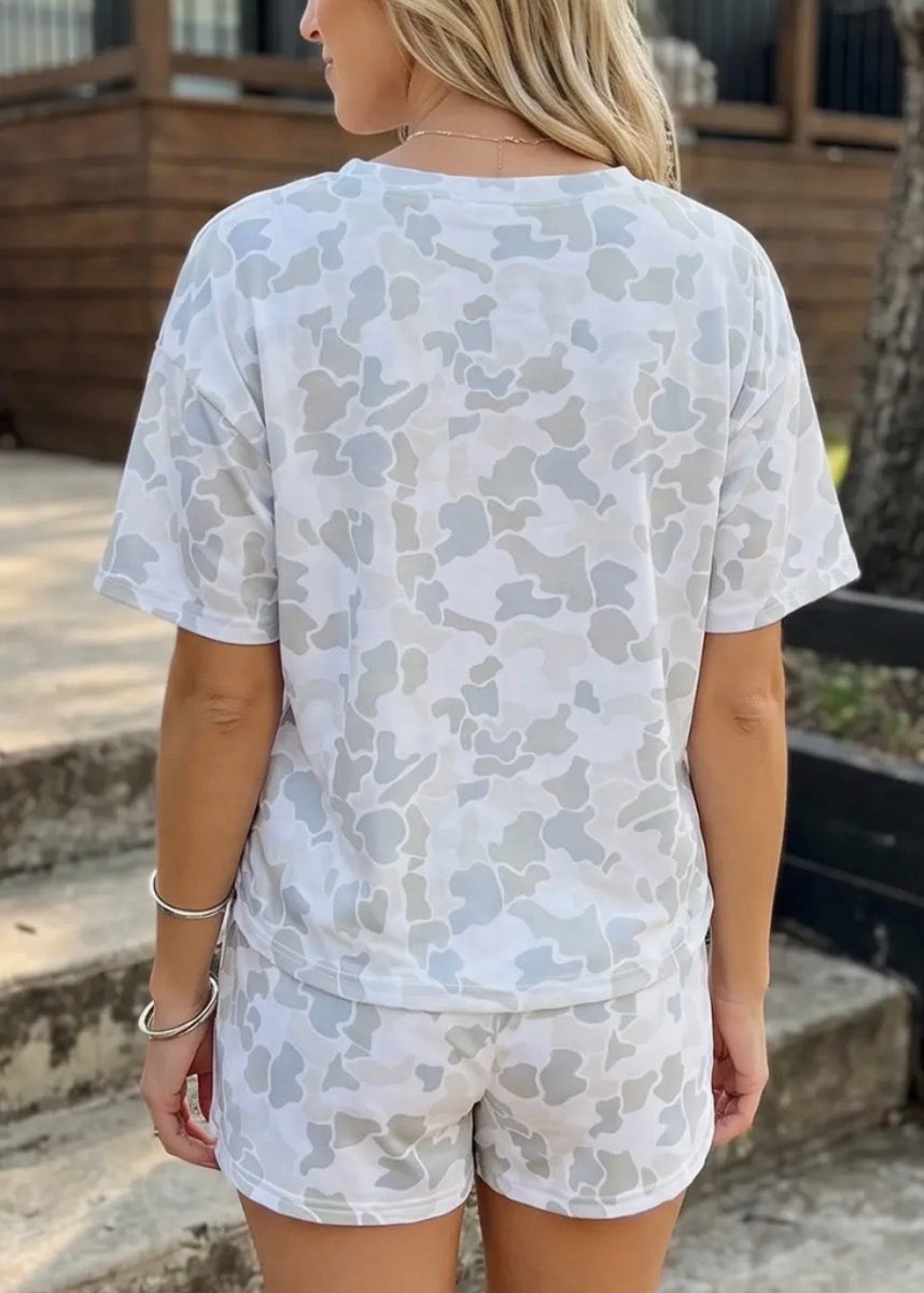 Silver Gray Camouflage Shorts Set - short set -Jimberly's Boutique-Olive Branch-Mississippi