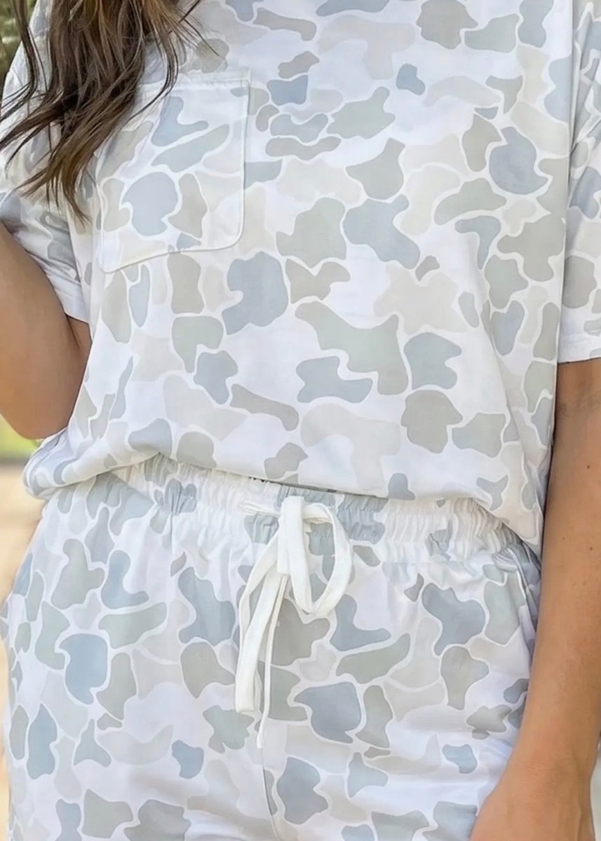 Silver Gray Camouflage Shorts Set - short set -Jimberly's Boutique-Olive Branch-Mississippi