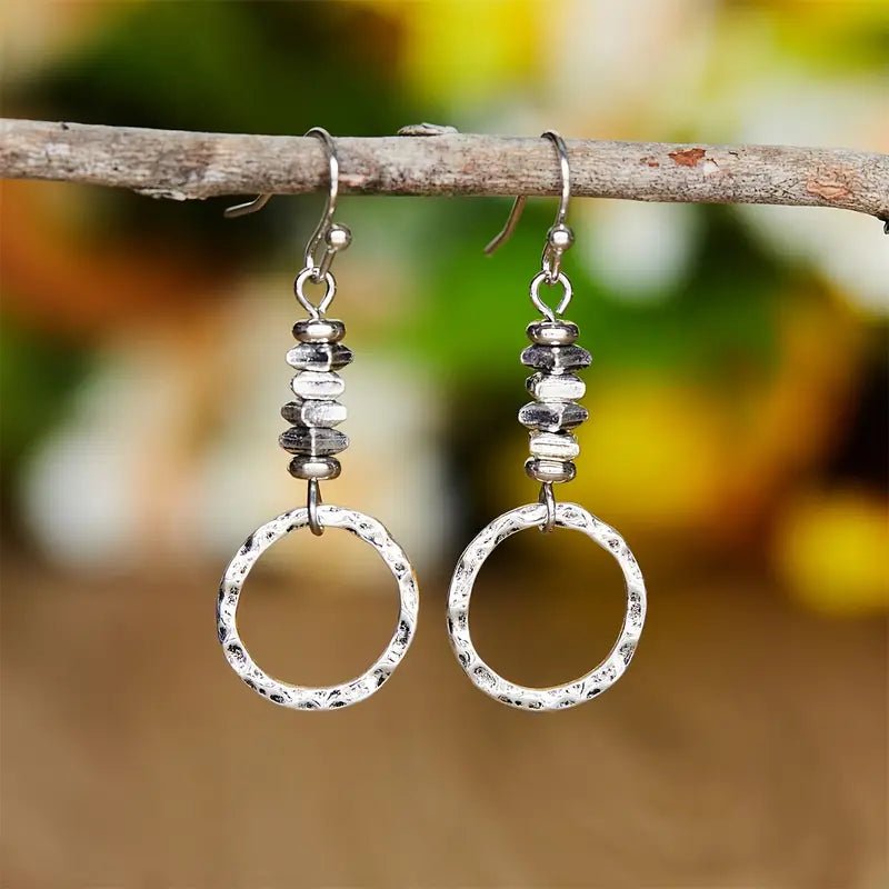 Silver Stack Pendant Earrings - Earrings - Jimberly's Boutique - Olive Branch - Mississippi